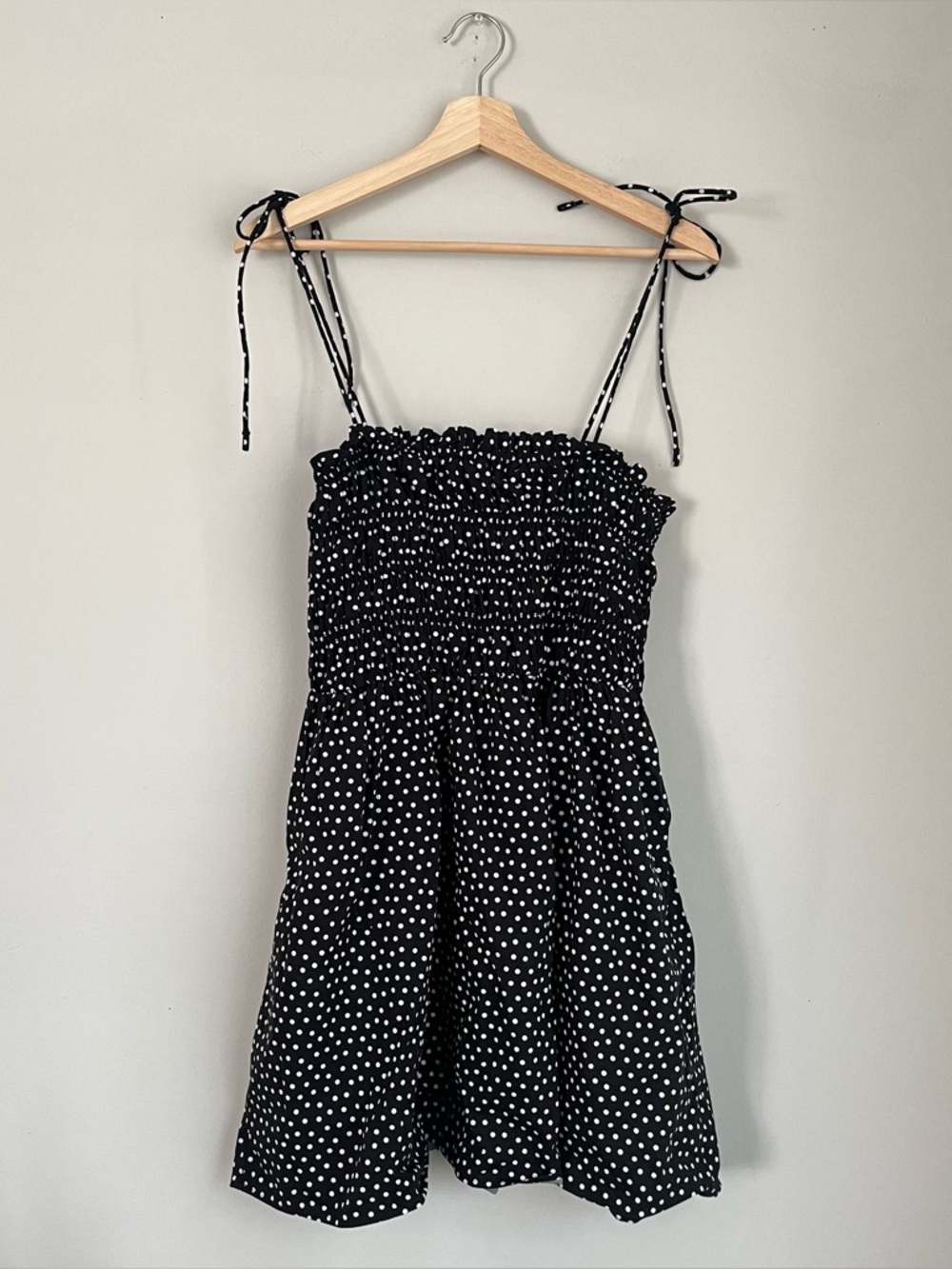 Express Poplin Polka Dot Tie Strap Fit and Flare Dress Size Medium